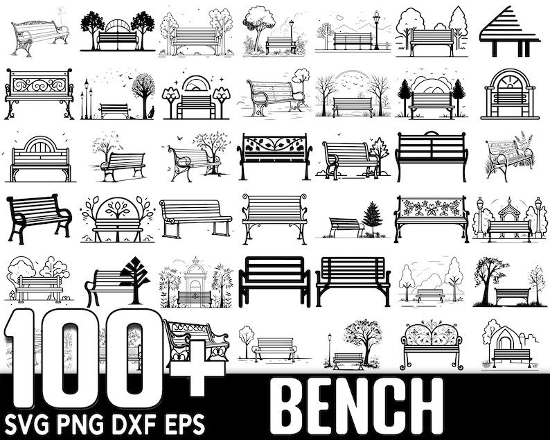 100+ Park Bench SVG Bundle, Instant Digital Download, PNG, SVG Cut ...