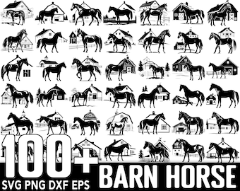 100+ Horse with Barn House SVG Bundle, Instant Digital Download, PNG, SVG Cut Files