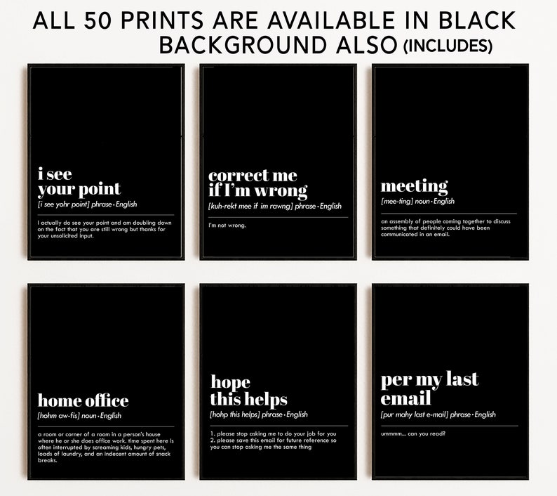 Office Wall Art Set 50 PRINTABLES Home Office Decor Mega Bundle Work From Home Art Prints Definition Prints Office Wall Decor image 8