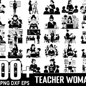 100 + Lehrerin SVG Bundle, sofortiger digitaler Download, PNG, SVG-Schnittdateien