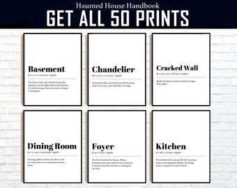 Haunted House Prints: 50 Funny Spooky Room Signs (Digital Download)