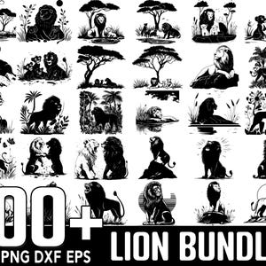 Lion Scene SVG Bundle,Instant Digital Download, PNG, SVG Cut Files