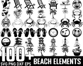 100+ Beach Elements SVG Bundle,Instant Digital Download, PNG, SVG Cut Files