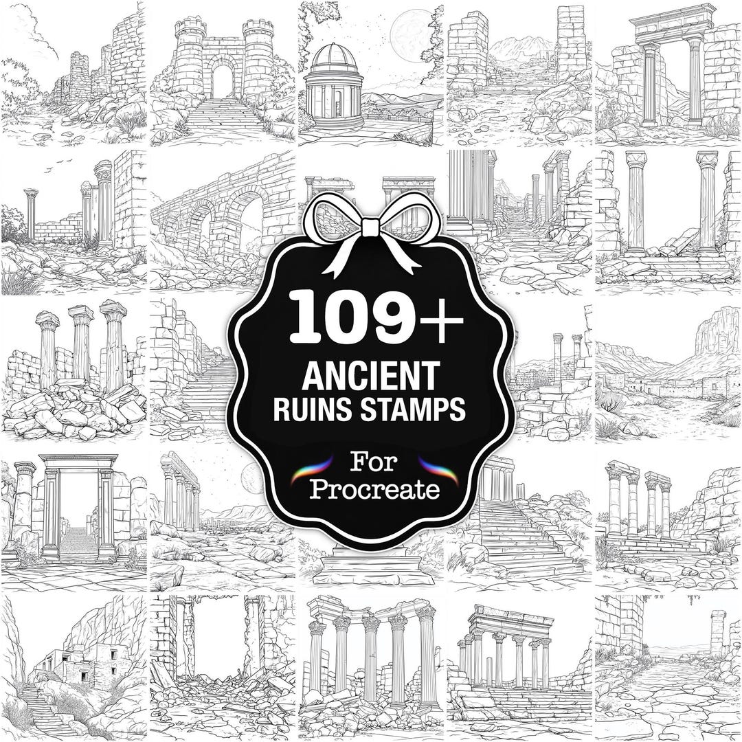 109+ Ancient Ruins Procreate Stamps, Old Ruins Brushes for Procreate ...