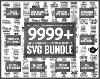 Paquete de más de 9999 diseños SVG: citas, camisetas y gráficos (descarga digital)
