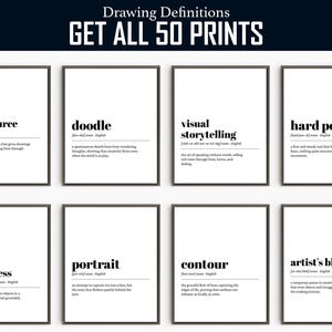 Zeichnung Definitionen | 60 lustige Drucke | Künstler Wand Kunst | Druckbare Skizze Zitate | Definition Poster Set