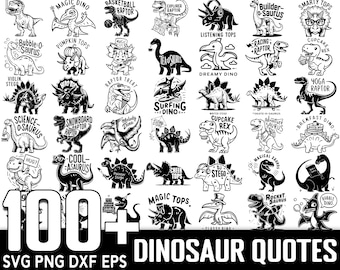 Pakiet ponad 100 cytatów o dinozaurach w formacie SVG, natychmiastowe pobieranie cyfrowe, pliki PNG i SVG do cięcia