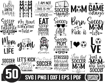 Soccer Mom SVG Bundle: 50 Designs (Digital Download)
