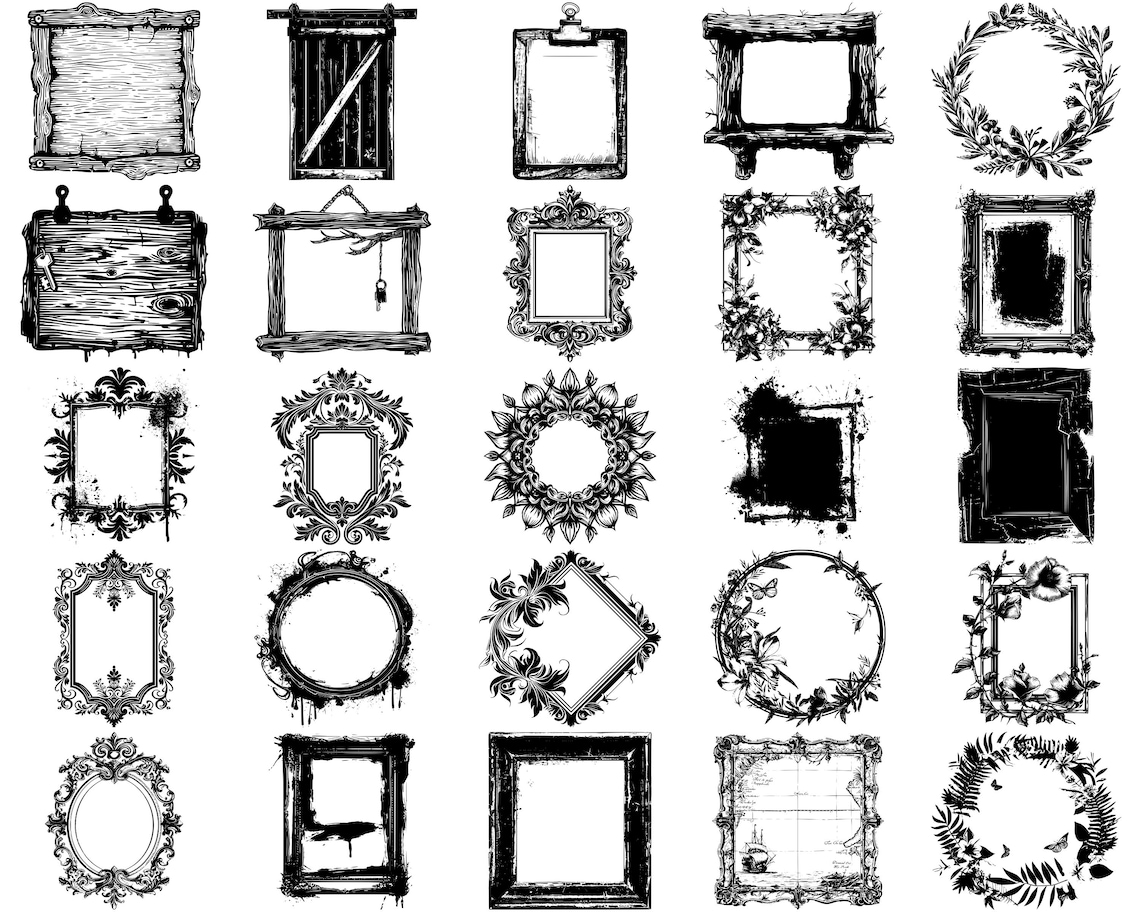 100+ Rustic Frames SVG Bundle, Instant Digital Download, PNG, SVG Cut ...