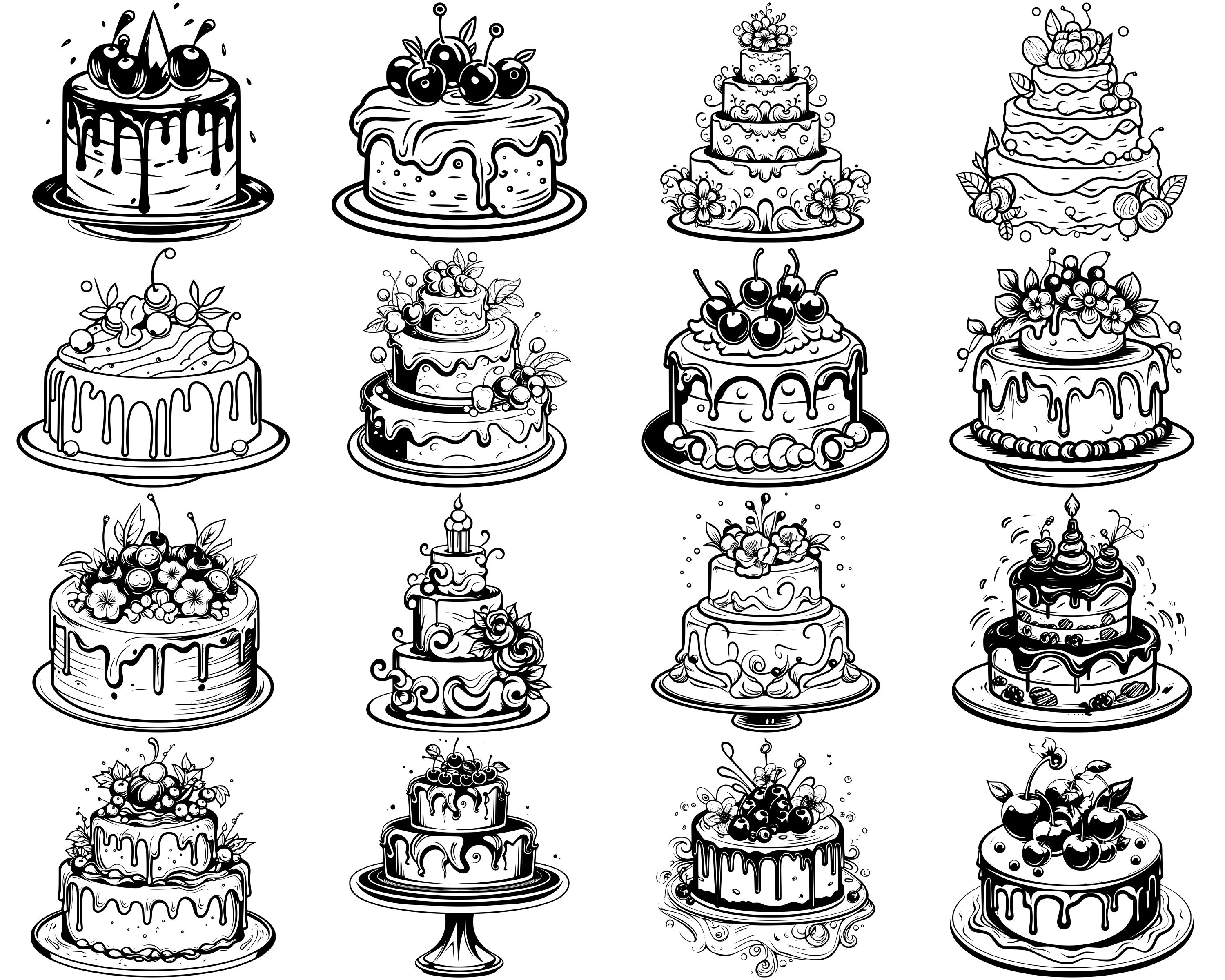 100+ Decorative Cake SVG Bundle, Instant Digital Download, PNG, SVG Cut ...