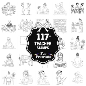 109種類以上の教師向けProcreateスタンプ、Procreate用教師向けブラシ、即時デジタルダウンロード