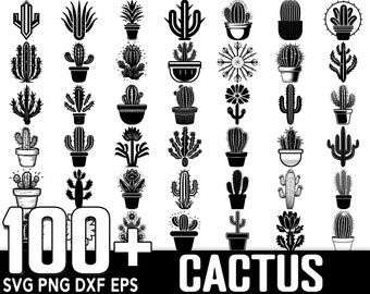 Pakiet ponad 100 obrazów Cactus SVG, natychmiastowe pobieranie cyfrowe, pliki PNG i SVG Cut
