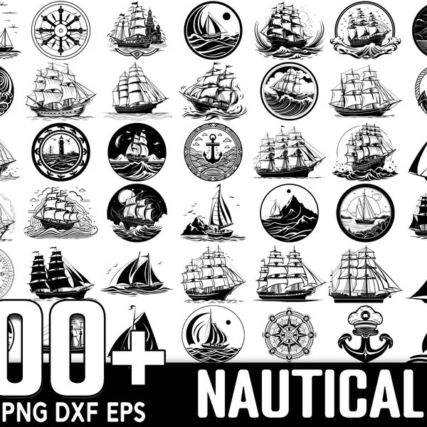 100+ Nautical Symbol Bundle, Instant Digital Download, PNG, SVG Cut Files