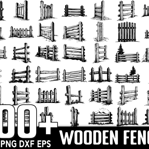 100+ Wood Fence SVG Bundle, Instant Digital Download, PNG, SVG Cut Files