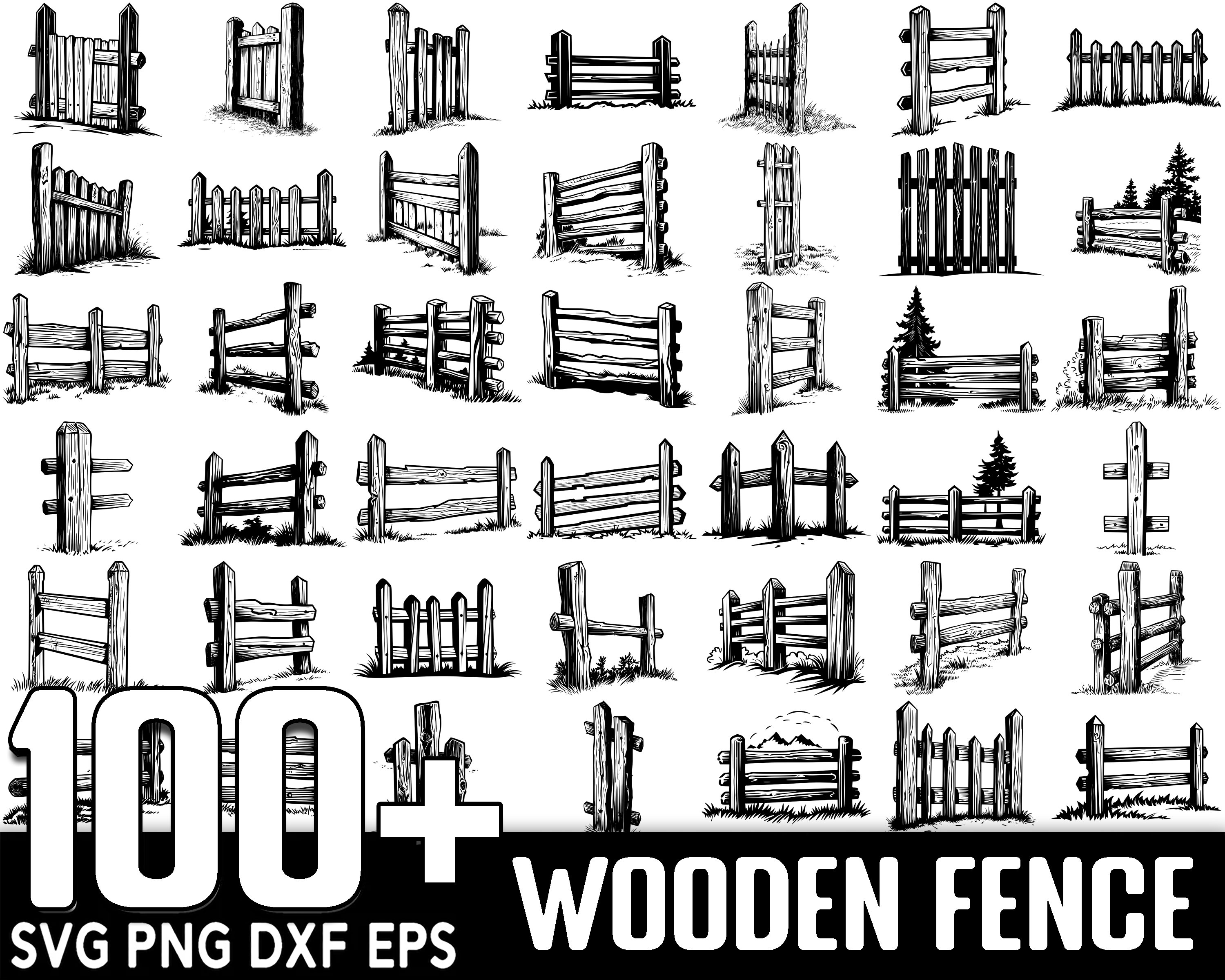 100+ Wood Fence SVG Bundle, Instant Digital Download, PNG, SVG Cut ...