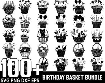 100+ Birthday Basket SVG bundle, Instant Digital Download, PNG, SVG Cut Files