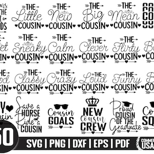 Cousins SVG Bundle, Cousin Matching Shirt Designs, Cousin Crew Svg, Cousin Shirts Svg, Girls Party Svg, Birthday Party Svg, Cut Files