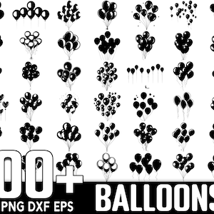 100 + Ballons SVG Bundle, sofortiger digitaler Download, PNG, SVG-Schnittdateien
