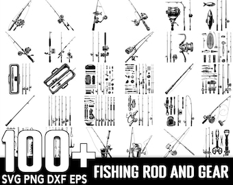 100+ Fishing Rod and Gear SVG bundle, Instant Digital Download, PNG, SVG Cut Files