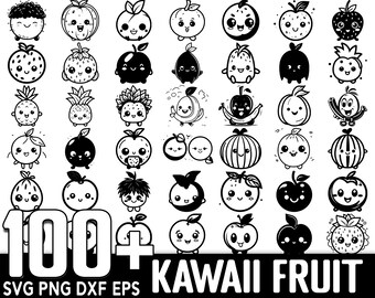 100+ Kawaii Fruit SVG Bundle, Instant Digital Download, PNG, SVG Cut Files