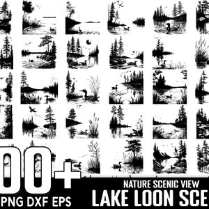 Loon Scene 100+ Lake Loon Scene SVG Bundle, Instant Digital Download, PNG, SVG Cut ...