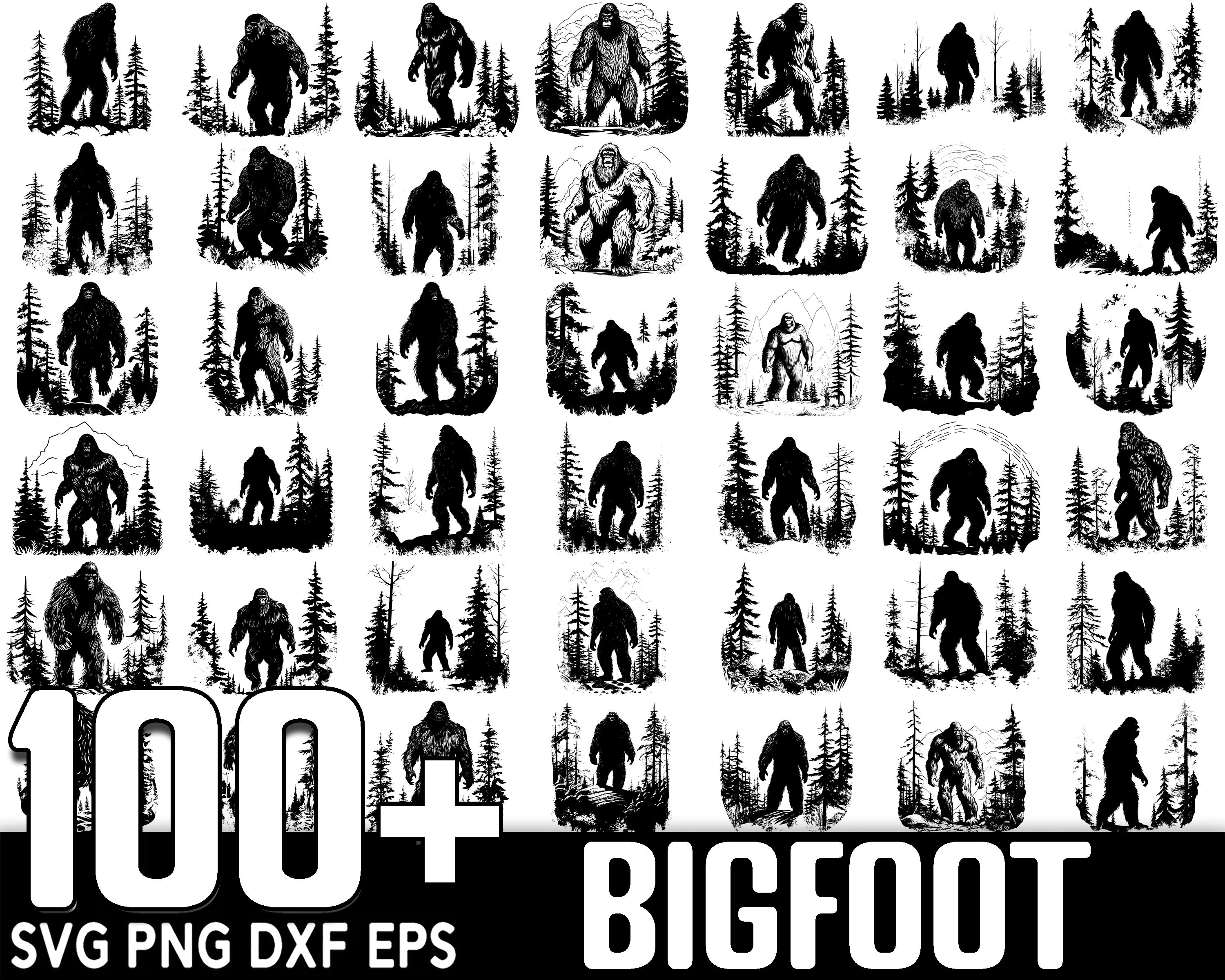 100+ Bigfoot SVG Bundle, Instant Digital Download, PNG, SVG Cut Files