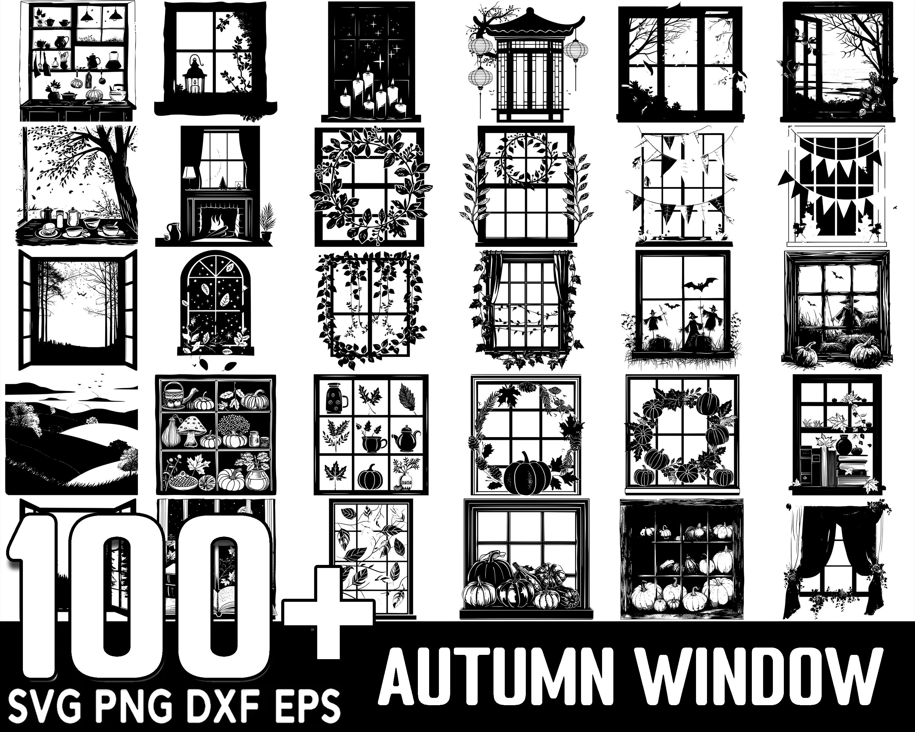 Fall Window Svg 100+ Autumn Window SVG Bundle, Instant Digital Download, PNG, SVG Cut ...