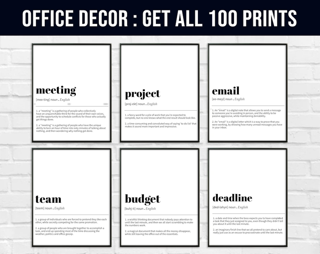 Office Wall Art Set | 100 PRINTABLES | Home Office Decor | Mega Bundle ...