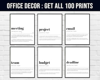 Office Wall Art Set | 100 PRINTABLES | Home Office Decor | Mega Bundle | Work From Home Art Prints | Definition Prints | Office Wall Decor