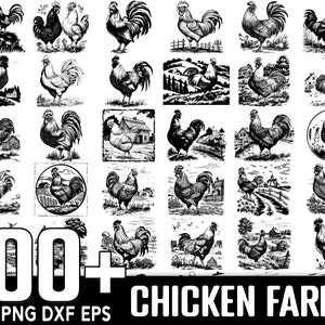 Plus de 100 poulets ferme SVG Bundle, téléchargement numérique instantané, PNG, fichiers de coupe SVG