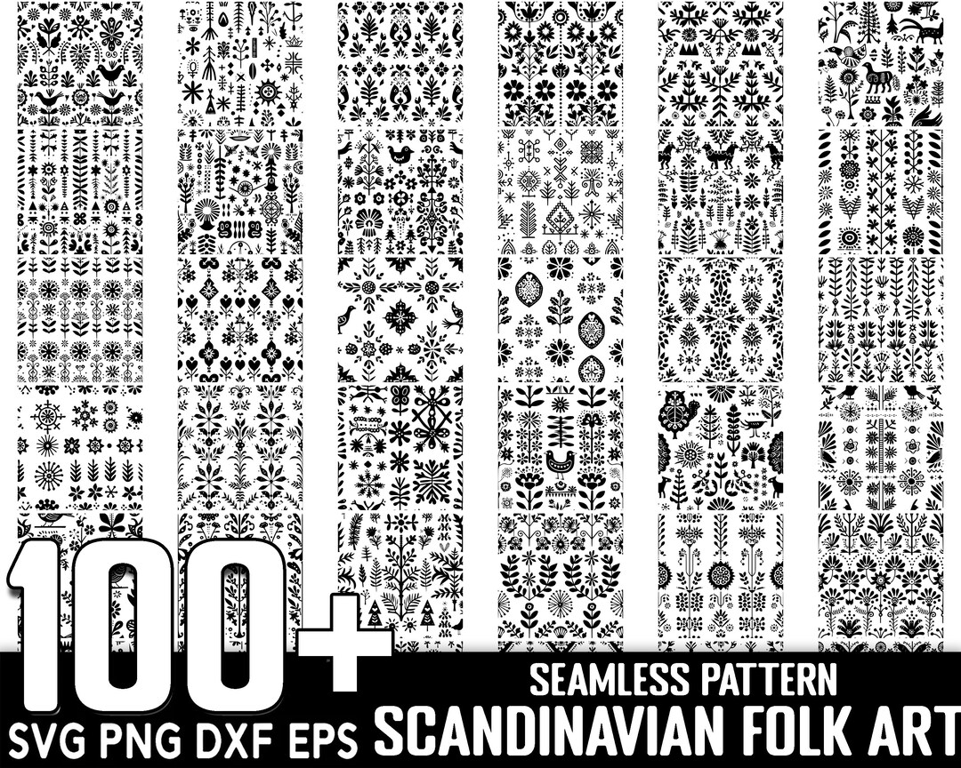 Scandi Pattern Collection Scandinavian Folk Art Seamless Pattern Bundle (digital Download) - Etsy