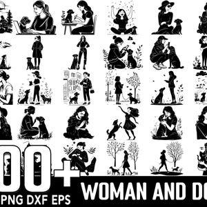 Woman and Dog SVG Bundle,Instant Digital Download, PNG, SVG Cut Files