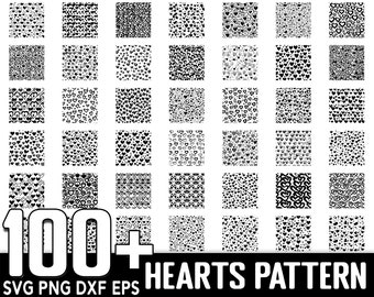 Plus de 100 coeurs motif sans couture SVG Bundle, téléchargement numérique instantané, PNG, fichiers de coupe SVG