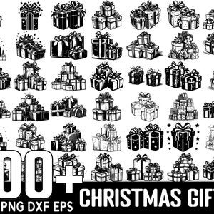 Paquete SVG de más de 100 regalos de Navidad, descarga digital instantánea, PNG, archivos de corte SVG