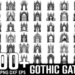 100+ Gothic Gate SVG-bundel, Instant Digitale Download, PNG, SVG Cut-bestanden