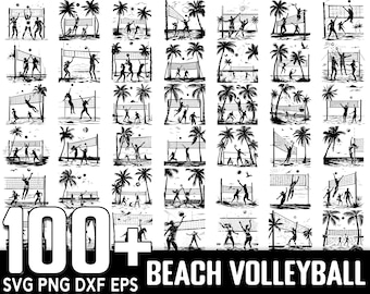 100+ Beach Volleyball Scene SVG Bundle,Instant Digital Download, PNG, SVG Cut Files