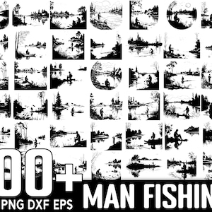 100+ Man Fishing SVG Bundle, Instant Digital Download, PNG, SVG Cut Files
