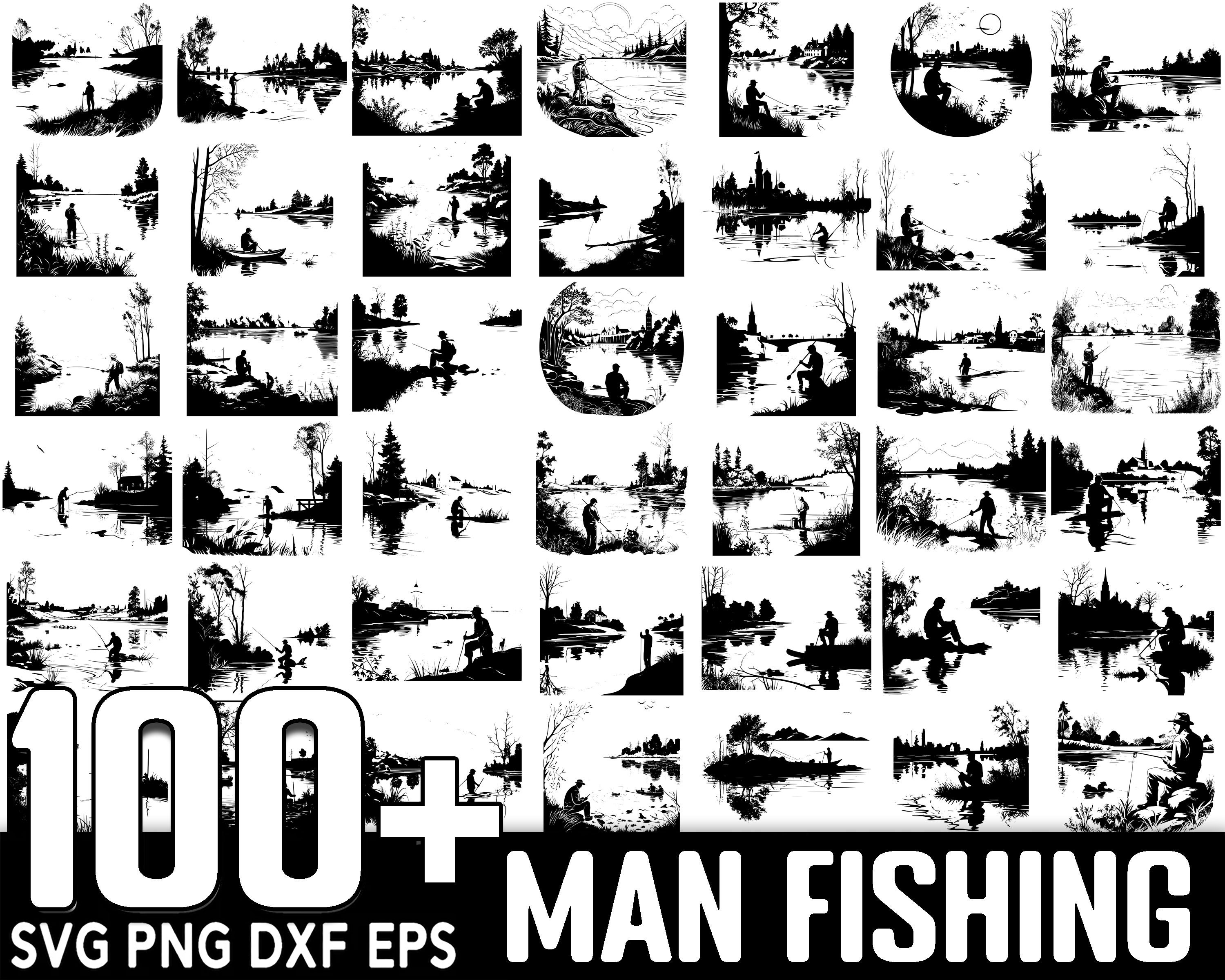 Man Fishing Svg file Image - Fishing Silhouette - Fishing logo - SVG  Fisherman svg