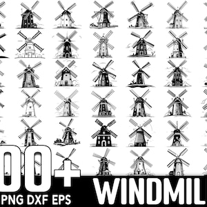 Más de 100 paquetes SVG de molino de viento, descarga digital instantánea, PNG, archivos de corte SVG