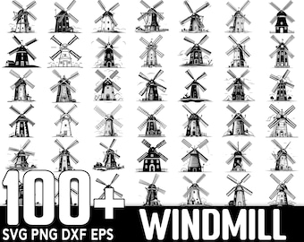 Más de 100 archivos SVG de molinos de viento, descarga digital instantánea, PNG, archivos de corte SVG