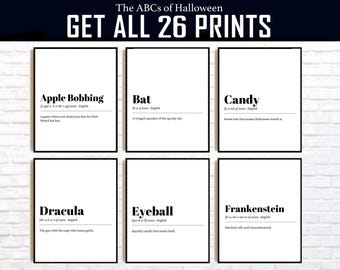 Halloween Alphabet Prints: 26 Spooky Designs (Digital Download)