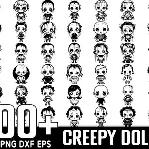 100+ Scary Creepy Doll SVG Bundle, Instant Digital Download, PNG, SVG Cut Files
