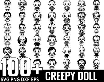 100+ Scary Creepy Doll SVG Bundle, Instant Digital Download, PNG, SVG Cut Files