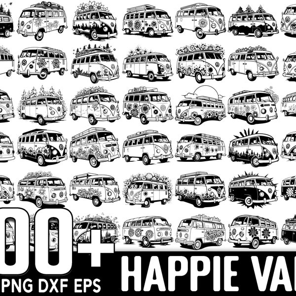 100+ Hippie Christmas Van SVG Bundle, Instant Digital Download, PNG, SVG Cut Files