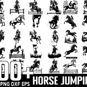 100+ Pferdespringen SVG Bundle, sofortiger digitaler Download, PNG, SVG-Schnittdateien