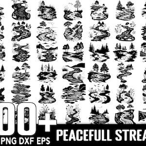 100+ Peaceful Stream SVG-bundel, directe digitale download, PNG, gesneden SVG-bestanden