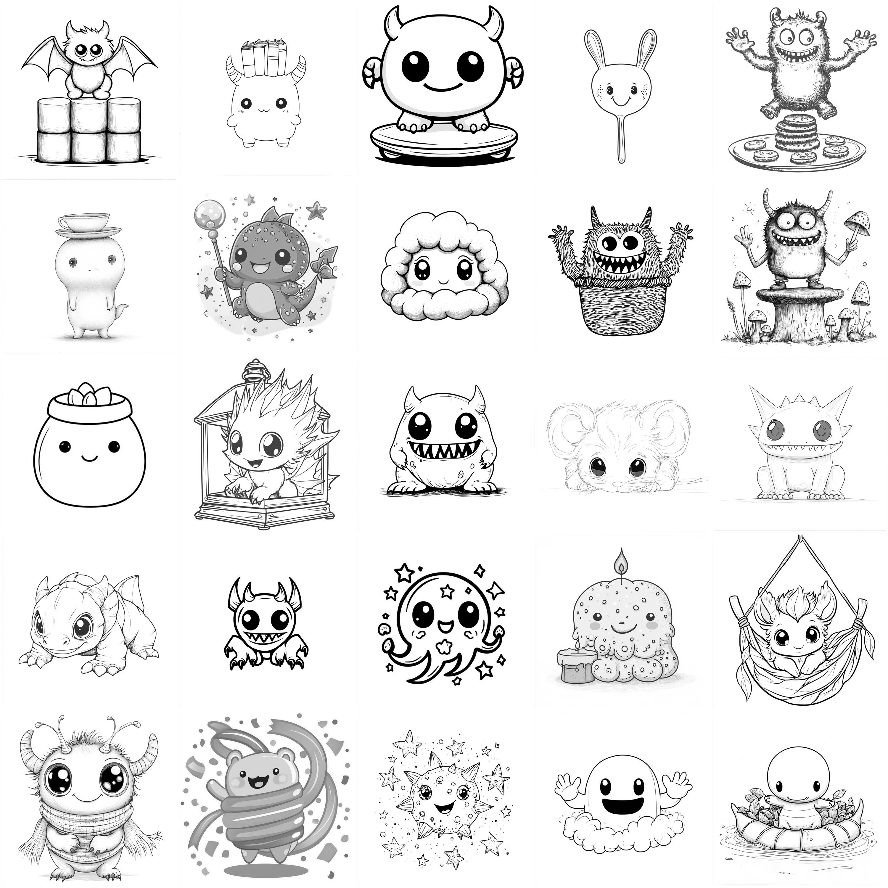 109+ Kawaii Monster Procreate Stamps, Monster PNG Bundle, Instant ...