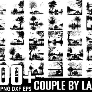 Más de 100 parejas junto al lago SVG Bundle, descarga digital instantánea, PNG, archivos de corte SVG