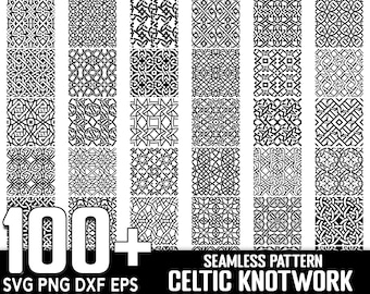 100+ Celtic Knotwork Seamless Pattern SVG Bundle, Instant Digital Download, PNG, SVG Cut Files