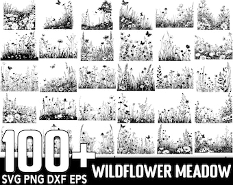 100+ Wildflower Meadow SVG Bundle, Instant Digital Download, PNG, SVG Cut Files